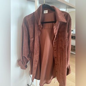 Aritzia Oversized Corduroy shirt - deep brown/ maroon